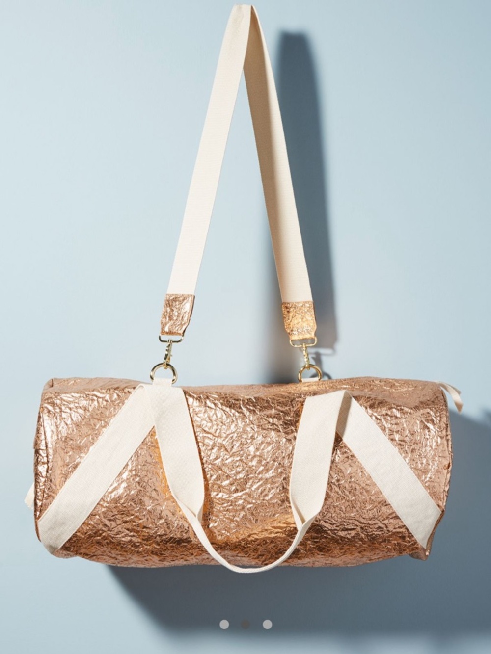 Silver Metallic Cha Cha Canvas Weekend Duffel Bag by Anthropologie - Picture 4 of 4